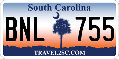 SC license plate BNL755