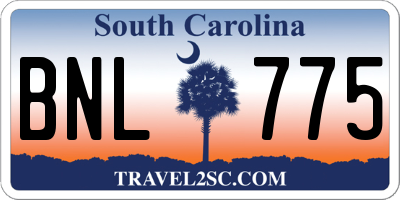 SC license plate BNL775