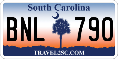 SC license plate BNL790