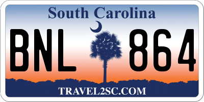 SC license plate BNL864