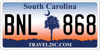 SC license plate BNL868