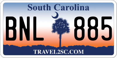 SC license plate BNL885