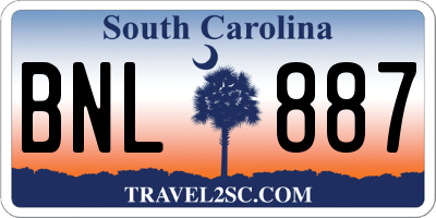 SC license plate BNL887