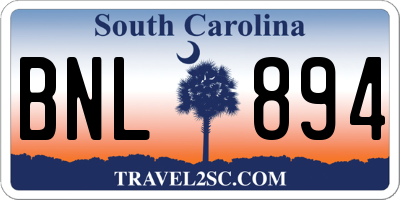 SC license plate BNL894
