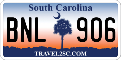 SC license plate BNL906