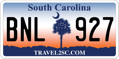 SC license plate BNL927