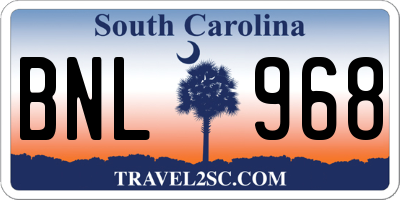 SC license plate BNL968