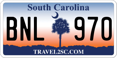SC license plate BNL970