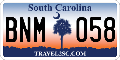 SC license plate BNM058