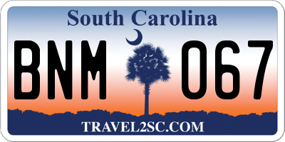 SC license plate BNM067