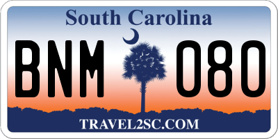 SC license plate BNM080