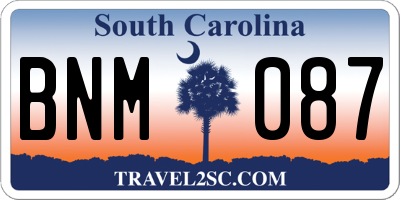 SC license plate BNM087