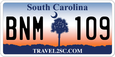 SC license plate BNM109