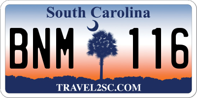 SC license plate BNM116