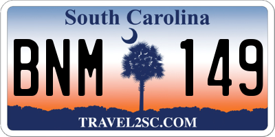 SC license plate BNM149