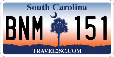 SC license plate BNM151