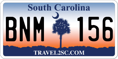 SC license plate BNM156