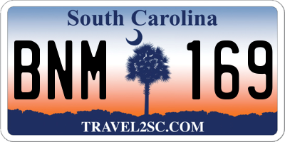 SC license plate BNM169