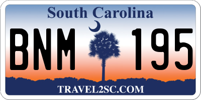 SC license plate BNM195