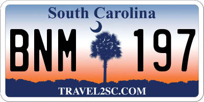SC license plate BNM197