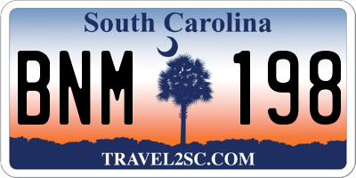 SC license plate BNM198