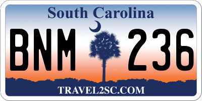 SC license plate BNM236