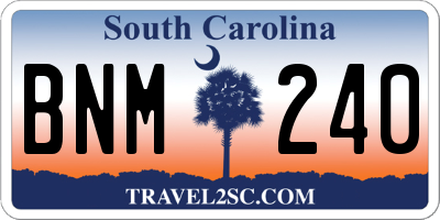 SC license plate BNM240