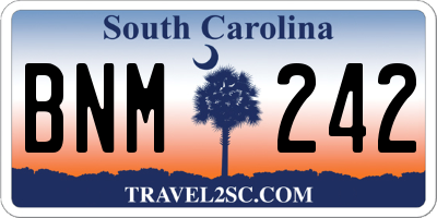 SC license plate BNM242