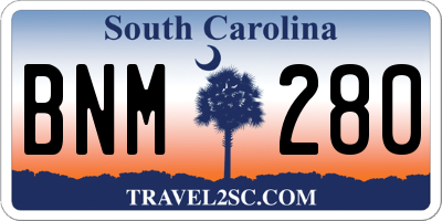 SC license plate BNM280