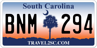 SC license plate BNM294