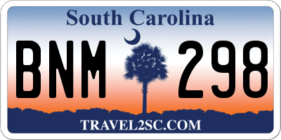 SC license plate BNM298