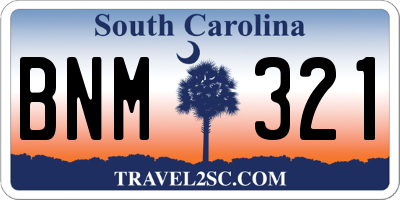 SC license plate BNM321