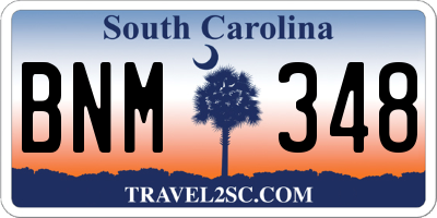 SC license plate BNM348