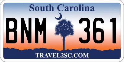 SC license plate BNM361