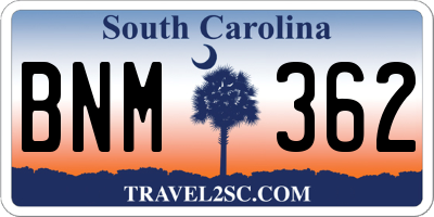 SC license plate BNM362