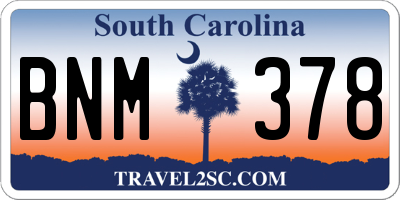 SC license plate BNM378