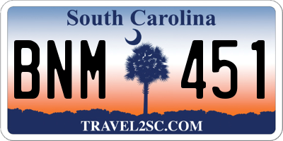 SC license plate BNM451