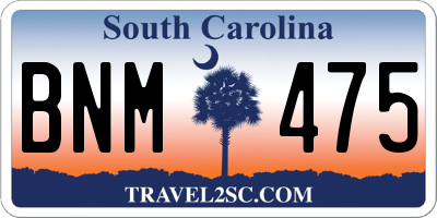 SC license plate BNM475