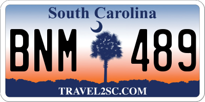 SC license plate BNM489