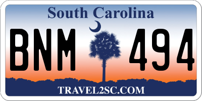 SC license plate BNM494