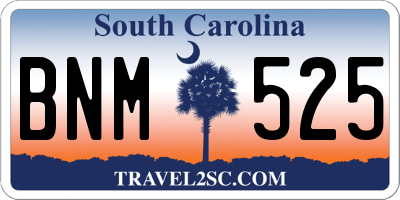 SC license plate BNM525