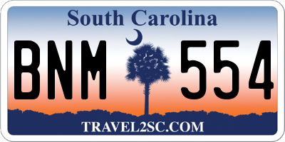 SC license plate BNM554