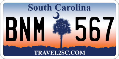 SC license plate BNM567