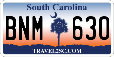 SC license plate BNM630