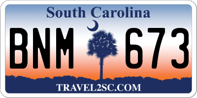 SC license plate BNM673