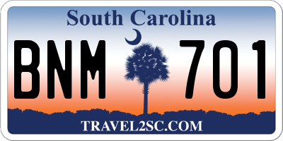 SC license plate BNM701