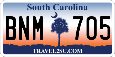 SC license plate BNM705
