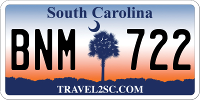 SC license plate BNM722