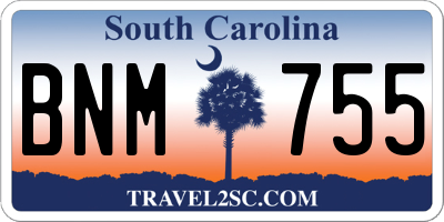 SC license plate BNM755
