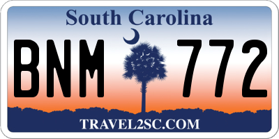 SC license plate BNM772